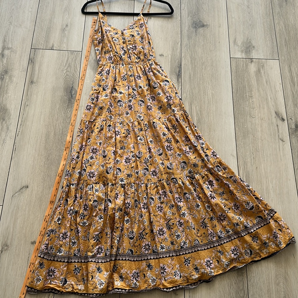 Evereve Collette Maxi Dress Yellow Floral Size X- Small - Picture 6 of 8